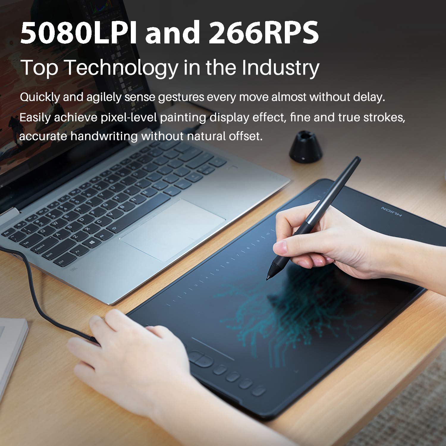 HUION H1161 Drawing Tablet and Palm Rejection Artist Glove - Image 6