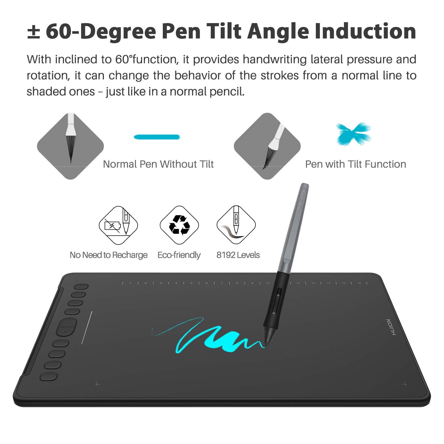 HUION H1161 Drawing Tablet and Palm Rejection Artist Glove - Image 8