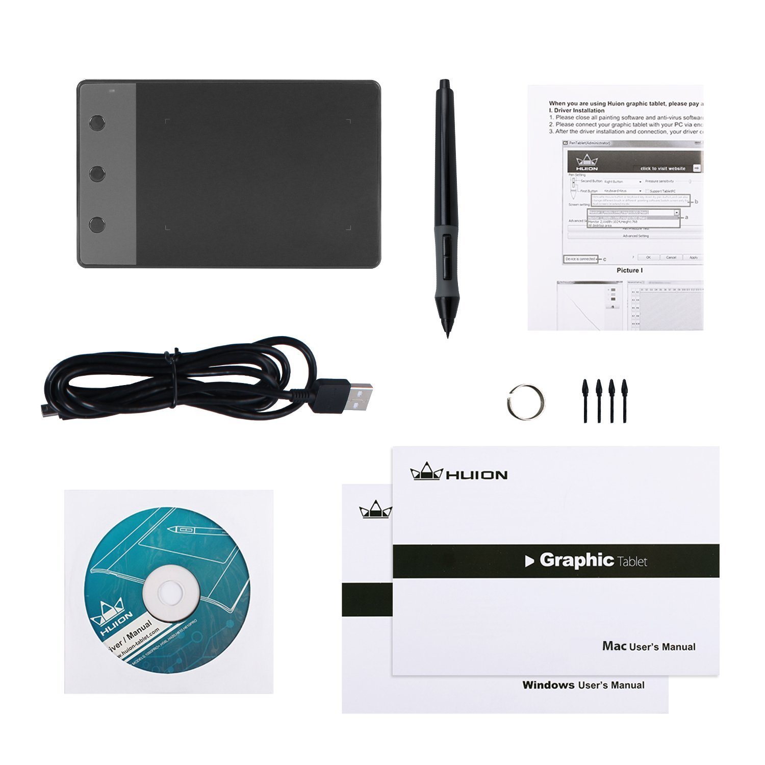 HUION H420 OSU Graphics Drawing Tablet Signature Pad with Digital Stylus and 3 Express Keys Black - Image 7