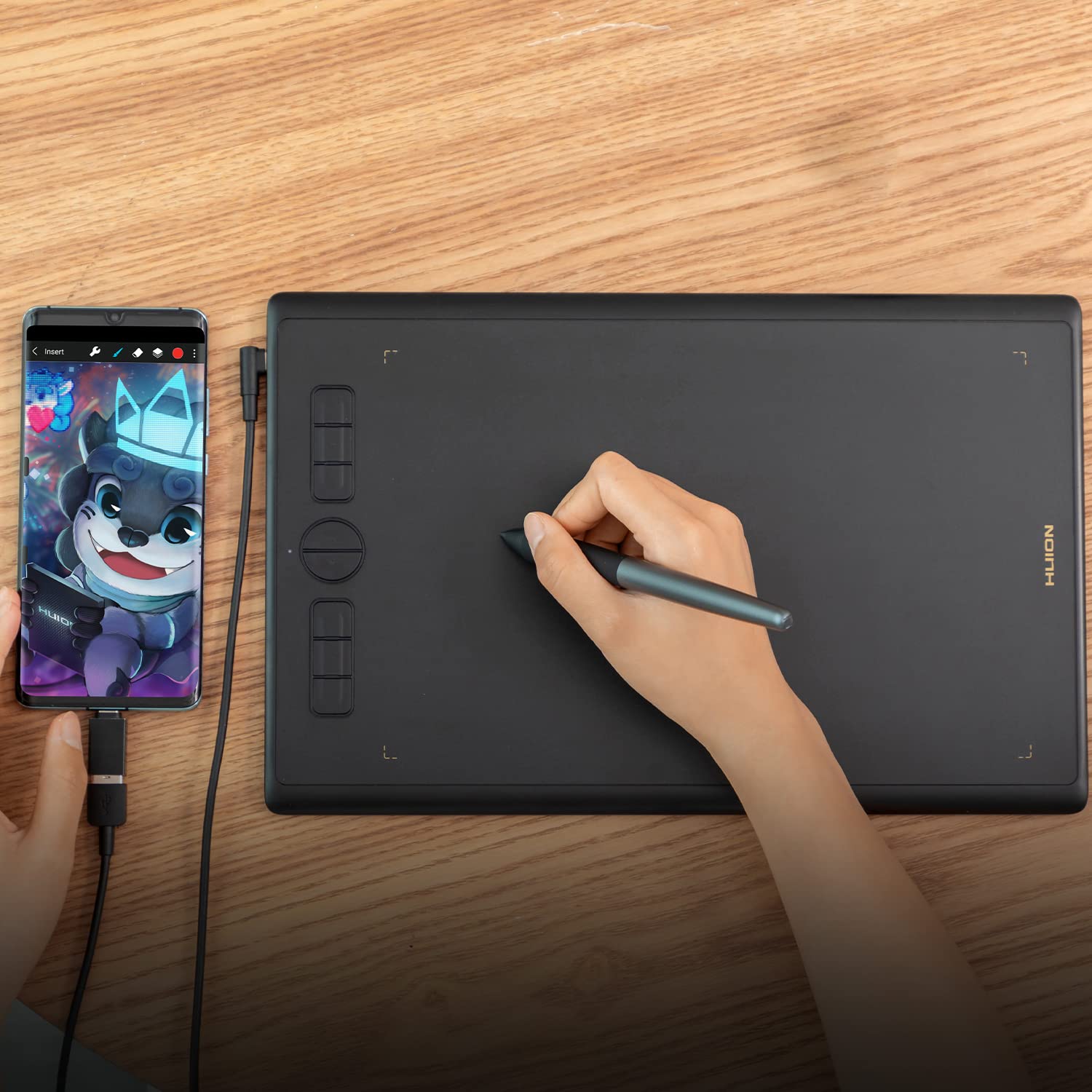 HUION H610X Drawing Tablet and Palm Rejection Artist Glove - Image 6