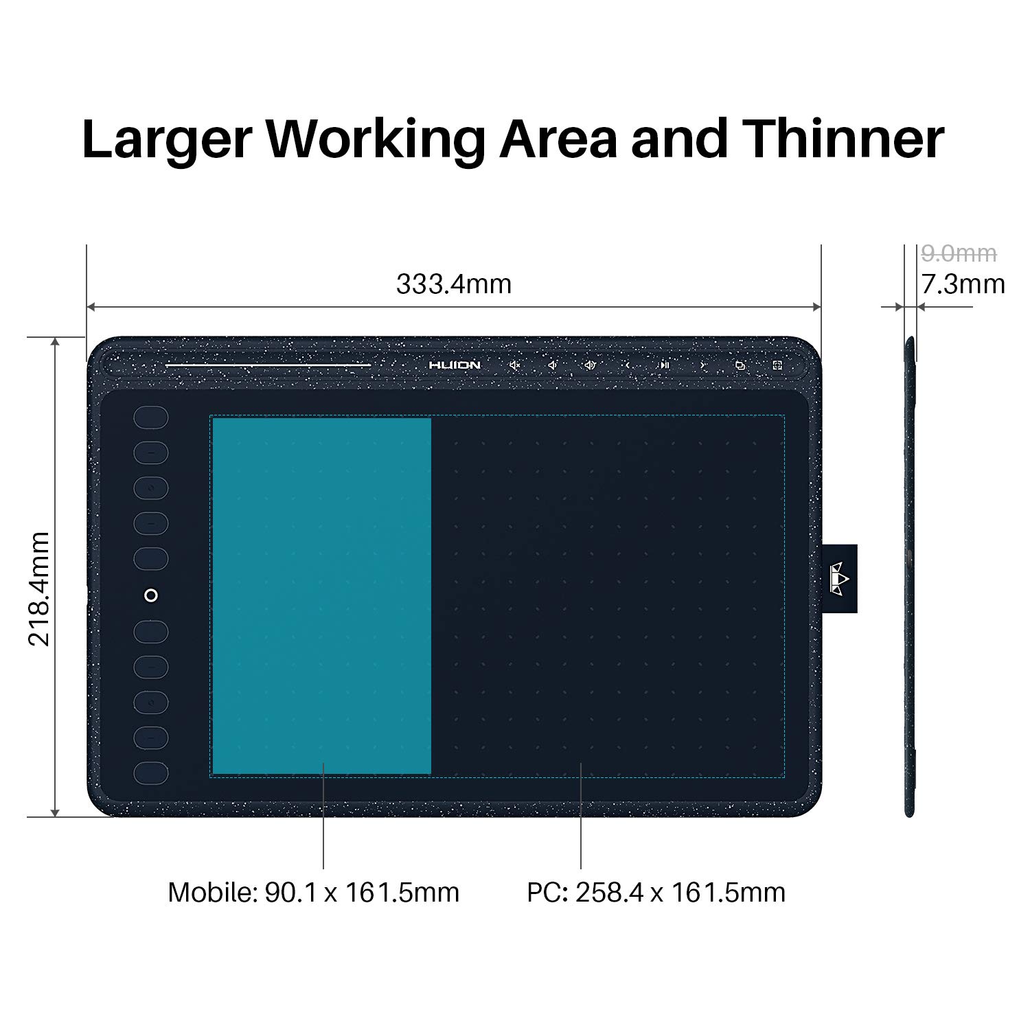 HUION HS611 Graphics Drawing Tablet Android Supported Pen Tablet Tilt Function Battery-Free Stylus 8192 Pen Pressure with 8 Multimedia Keys 10 Express Keys and Touch Strip(Starry Blue) - Image 5