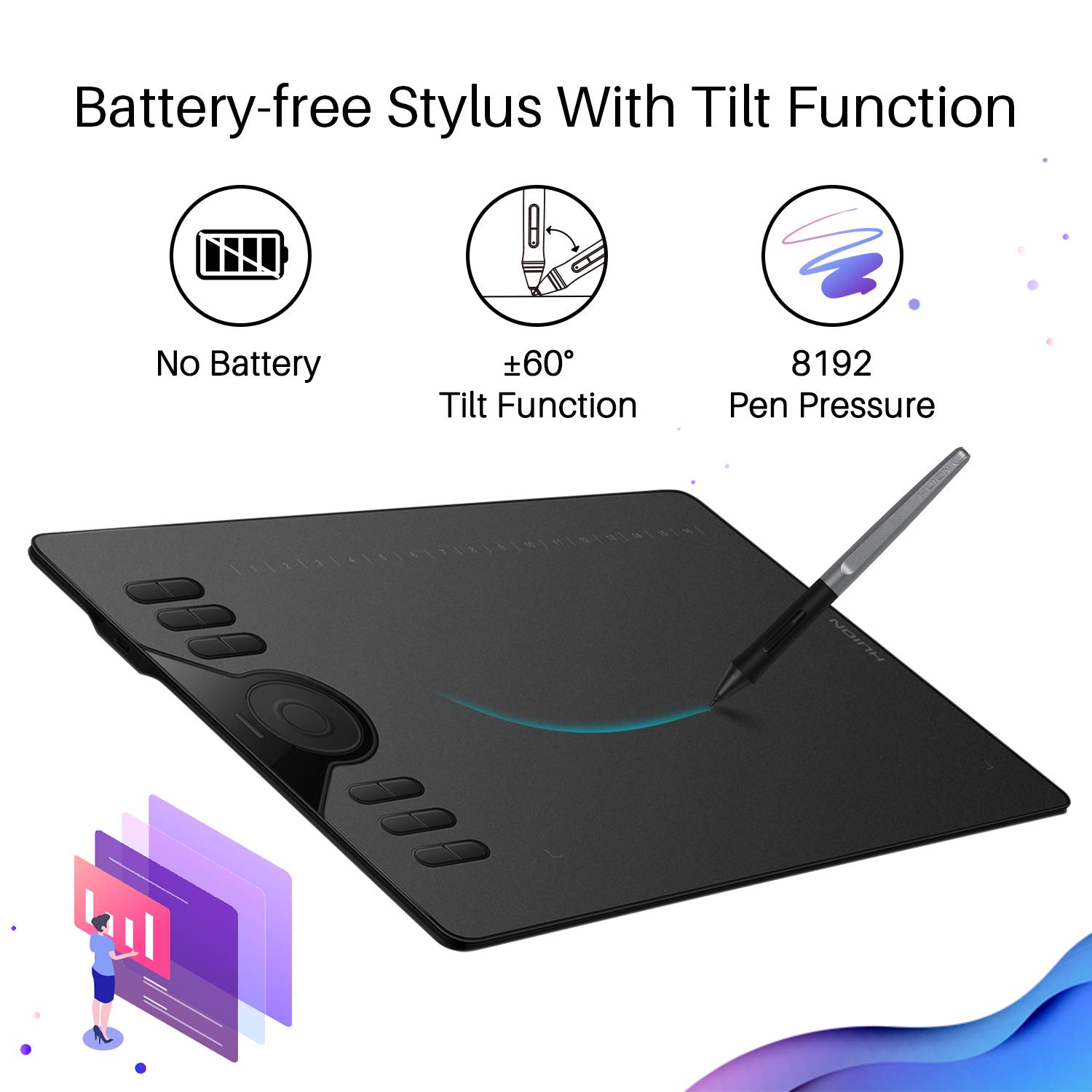 HUION Inspiroy HS610 Drawing Tablet and Palm Rejection Artist Glove - Image 4