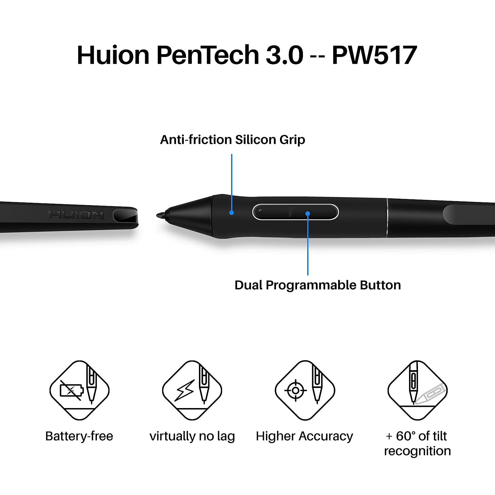 HUION Inspiroy Keydial KD200 Wireless Drawing Tablet, Bluetooth Graphic Tablet with Keyboard Dial 5 Customized Express Keys Battery-Free Pen, 8.9x5.6inch Art Tablet Work with Windows, Mac, Android - Image 7