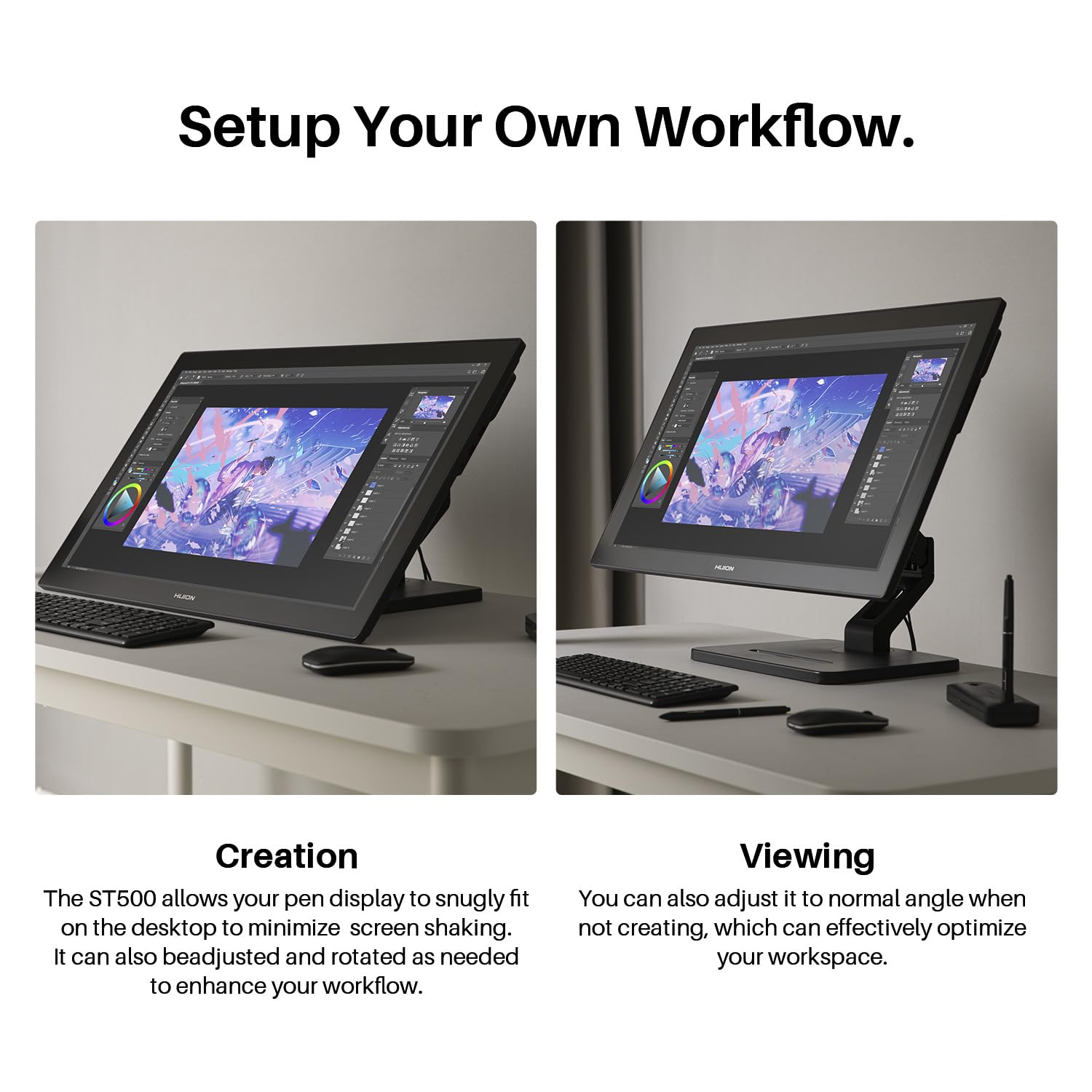 HUION Stand, Single Monitor Arm for 17-32 inch Screens, Holds up to 22 lbs, Adjustable Monitor Mount with Gas Spring Full Motion, VESA 75x75 & 100x100mm - Image 5